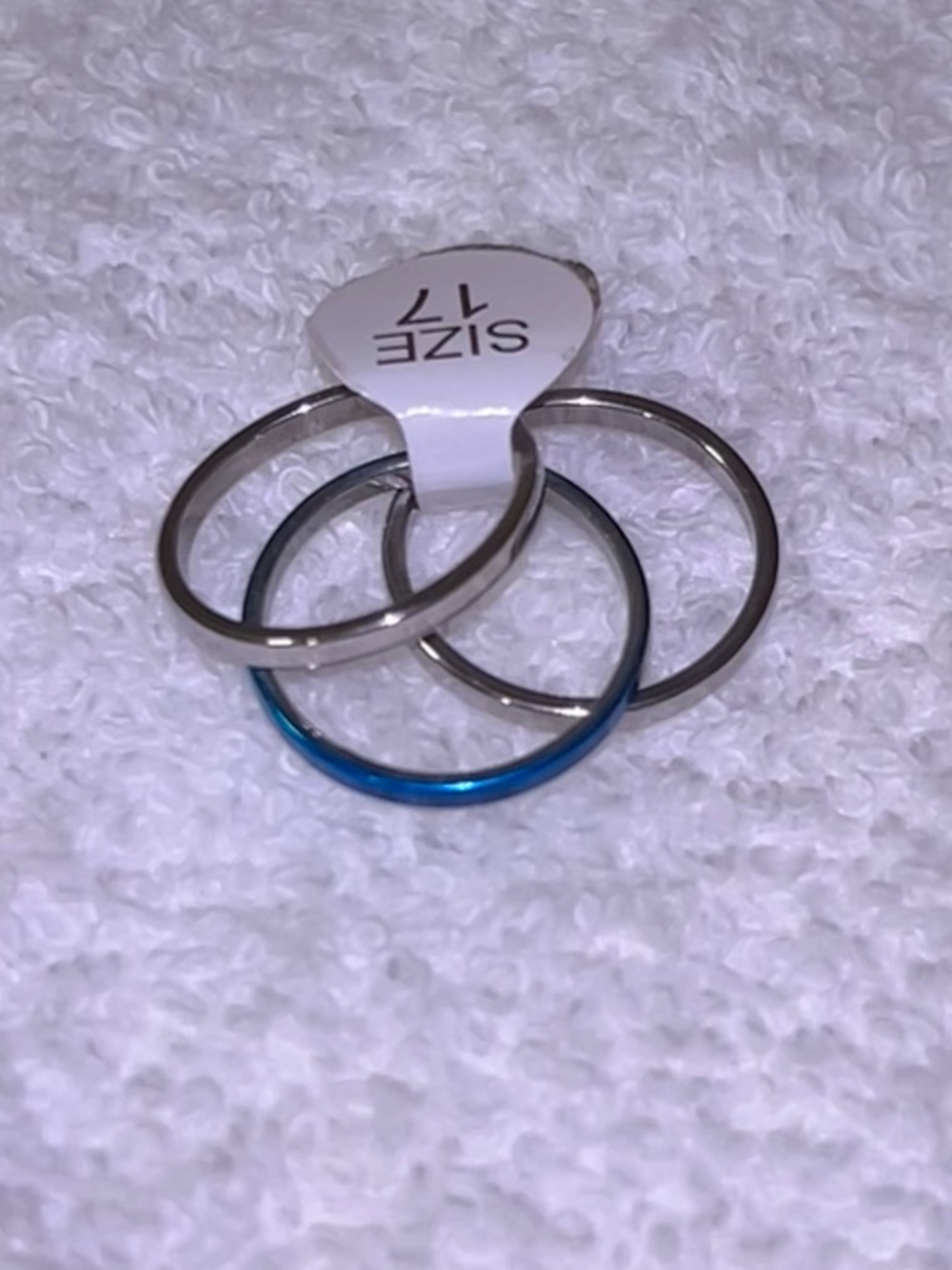 Minimal Stack Ring Set - Silver & Blue (Size 7)